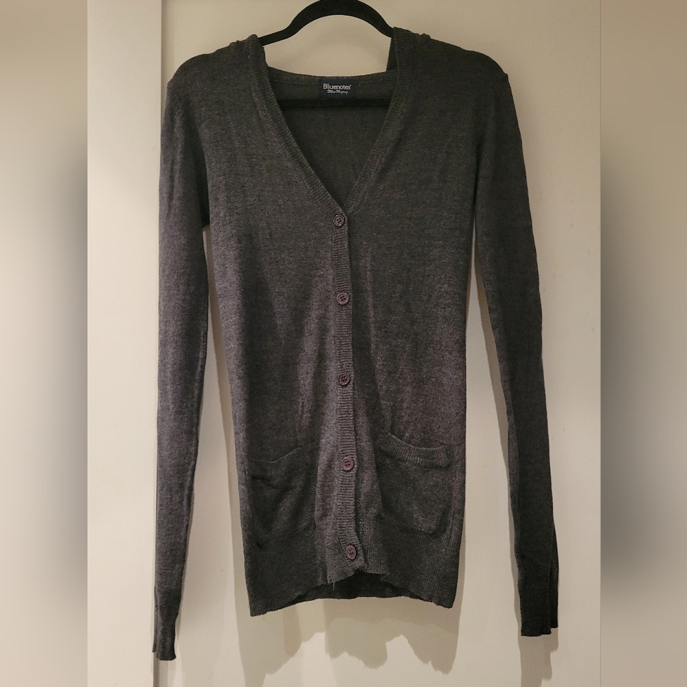 Dark Gray Button Cardigan